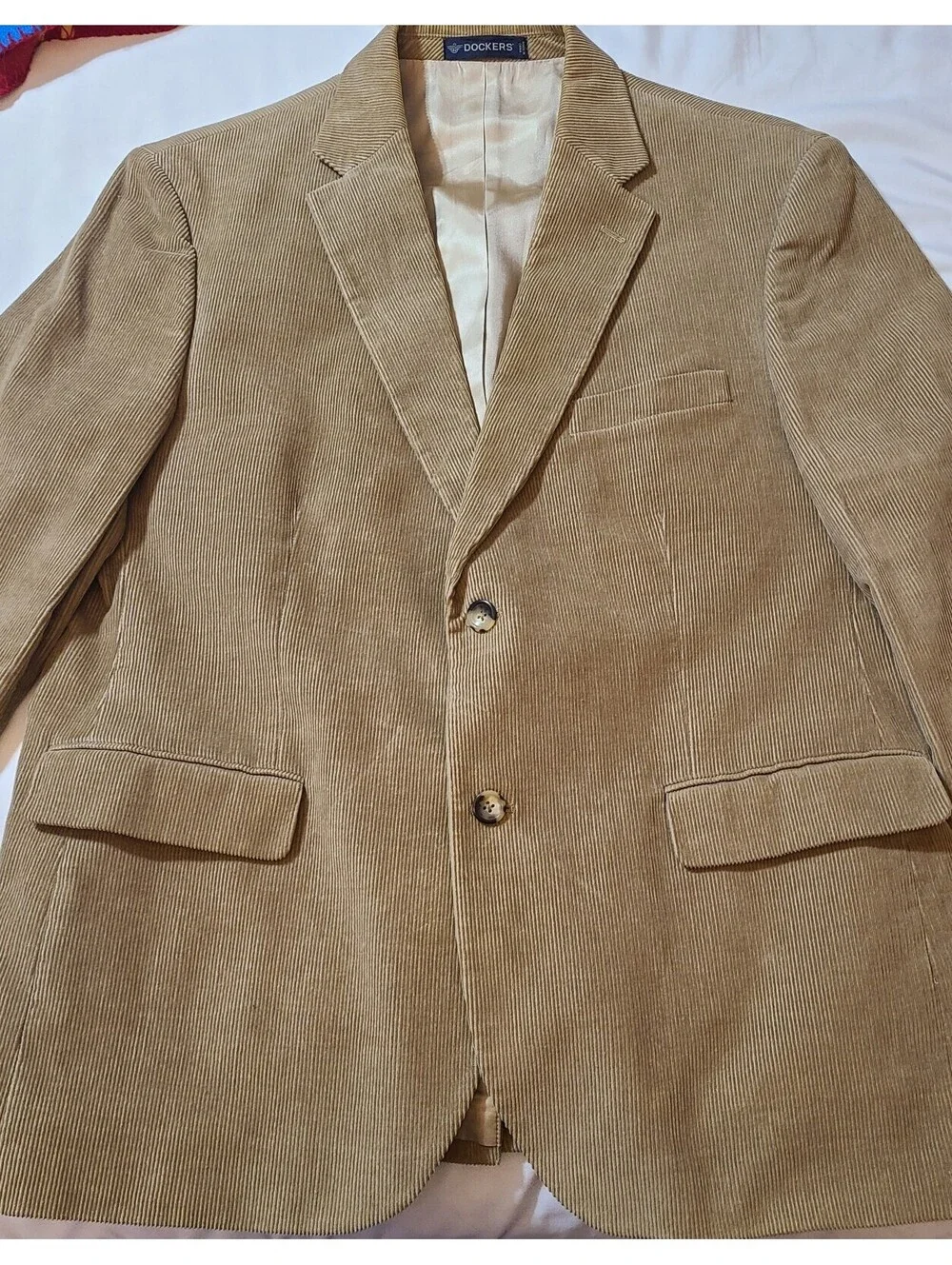 Dockers Corduroy Blazer Mens Size 44R Tan Jacket University Academic Preppy EUC